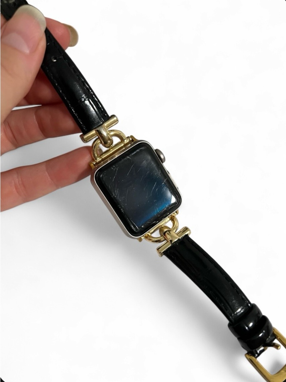 Apple Watch Series 3 38mm with faux leather band